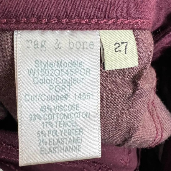 Rag & Bone Skinny Jeans in Port Burgundy Size 27 - Picture 12 of 15